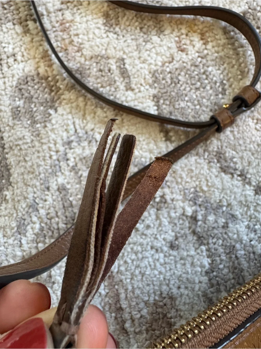 Tory Burch Blake Slim Crossbody Brown Pebbled Leather
